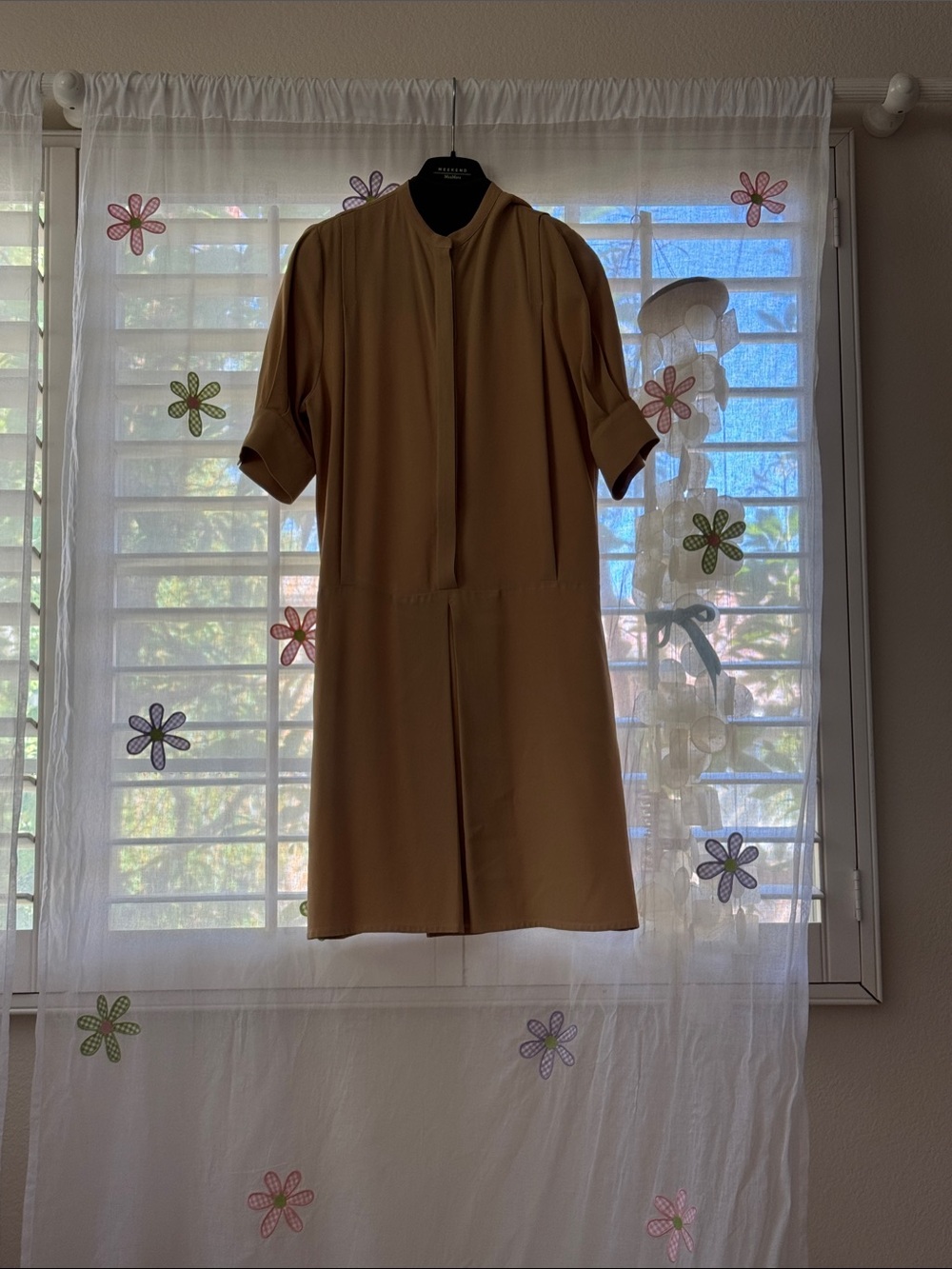 Toteme Women’s Tan Short-Sleeve Shift Dress Sz xs